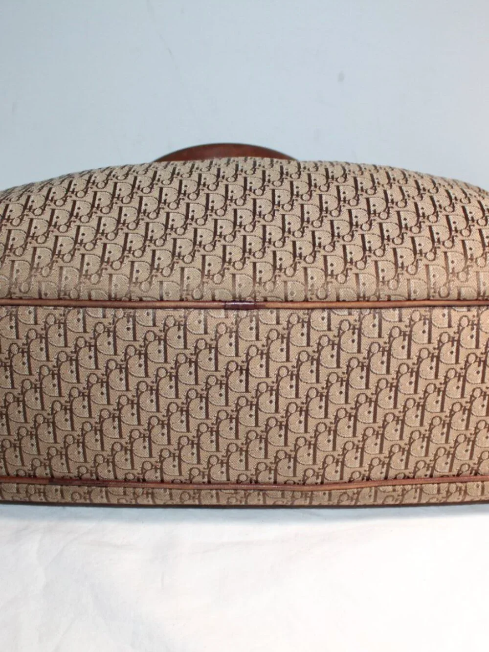 Christian Dior Vintage Trotter Canvas Tote Monogram  Brown Buckle Shoulder Bag